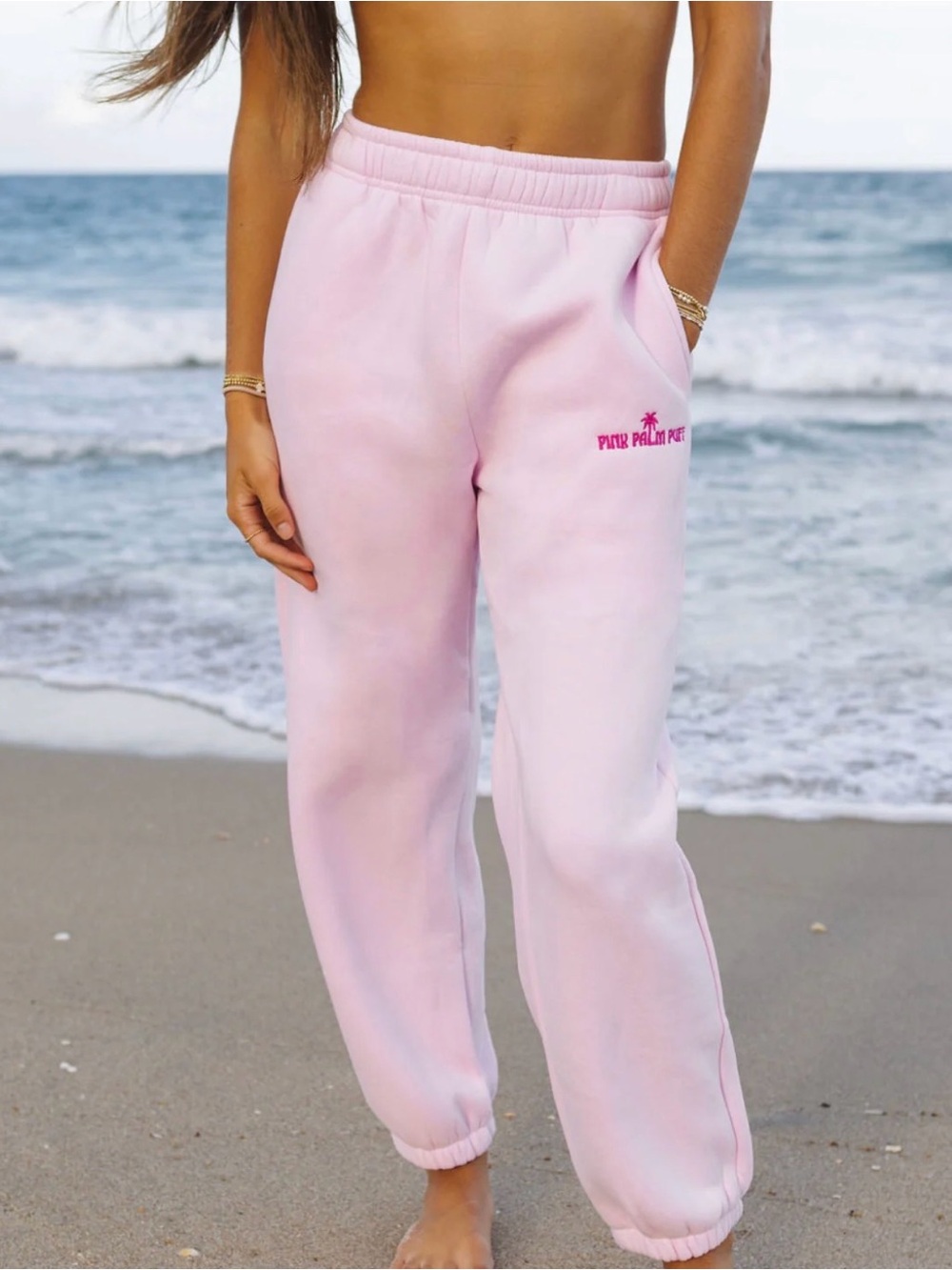 Pink Palm Puff Sweatpants